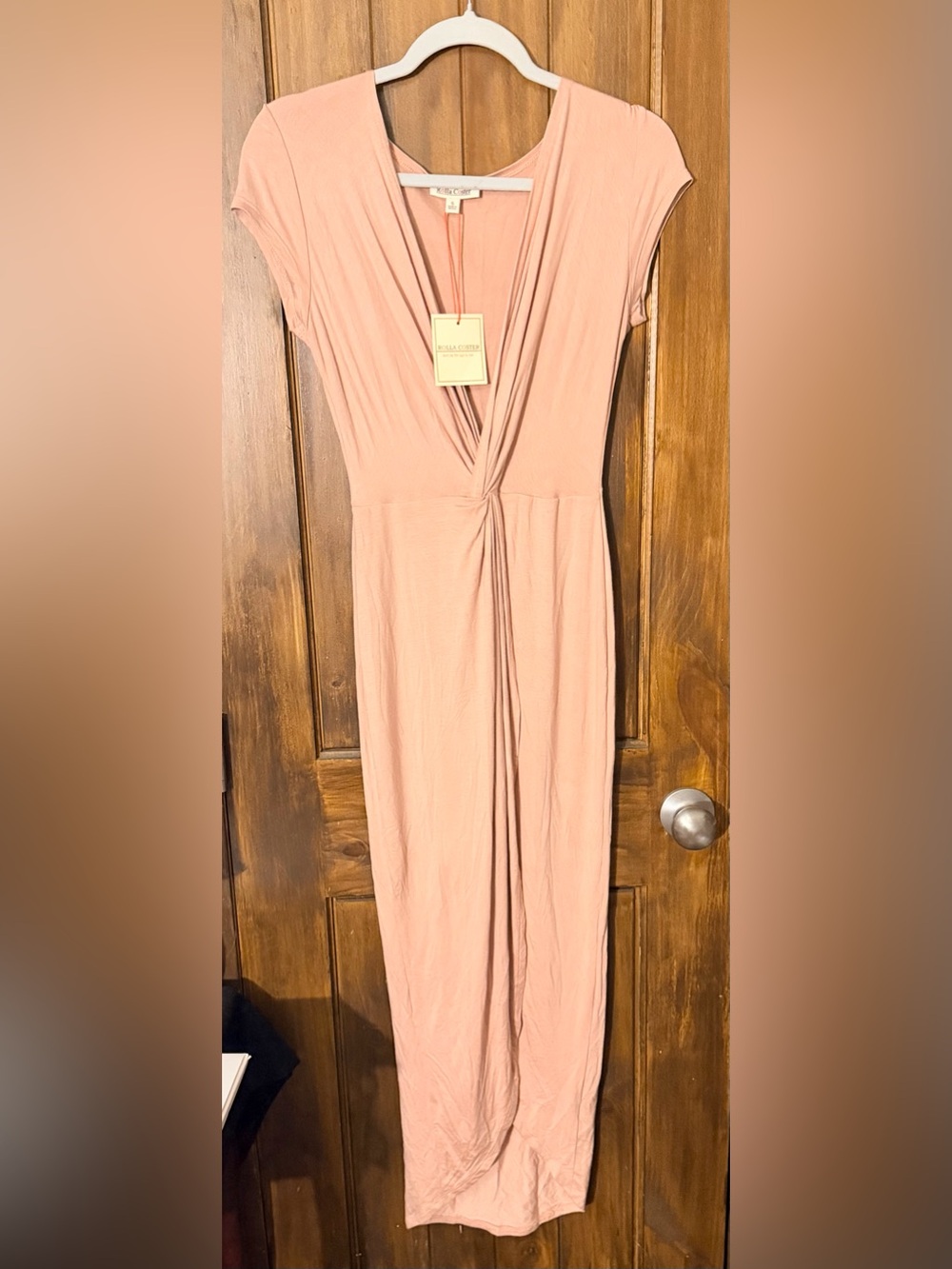 Pink Twist-Front Maxi Dress